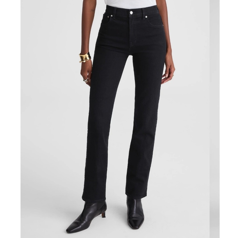 Madewell The Longline Straight Jean in Black Frost Wash High Rise Womens Size 28
